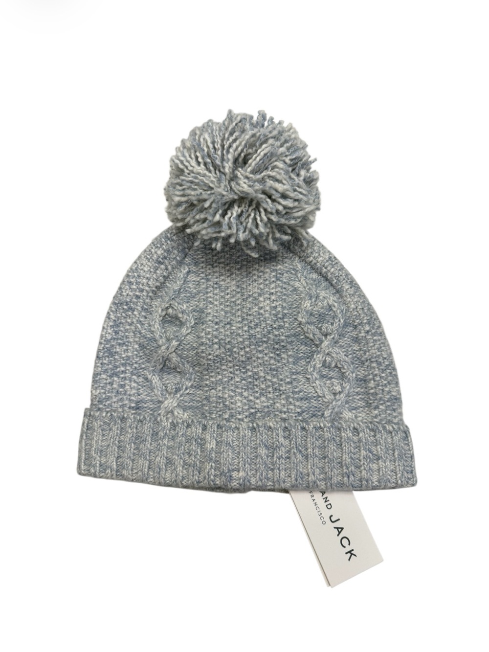 Janie and Jack Heathered Light Blue Pom-Pom Cable Knit Hat